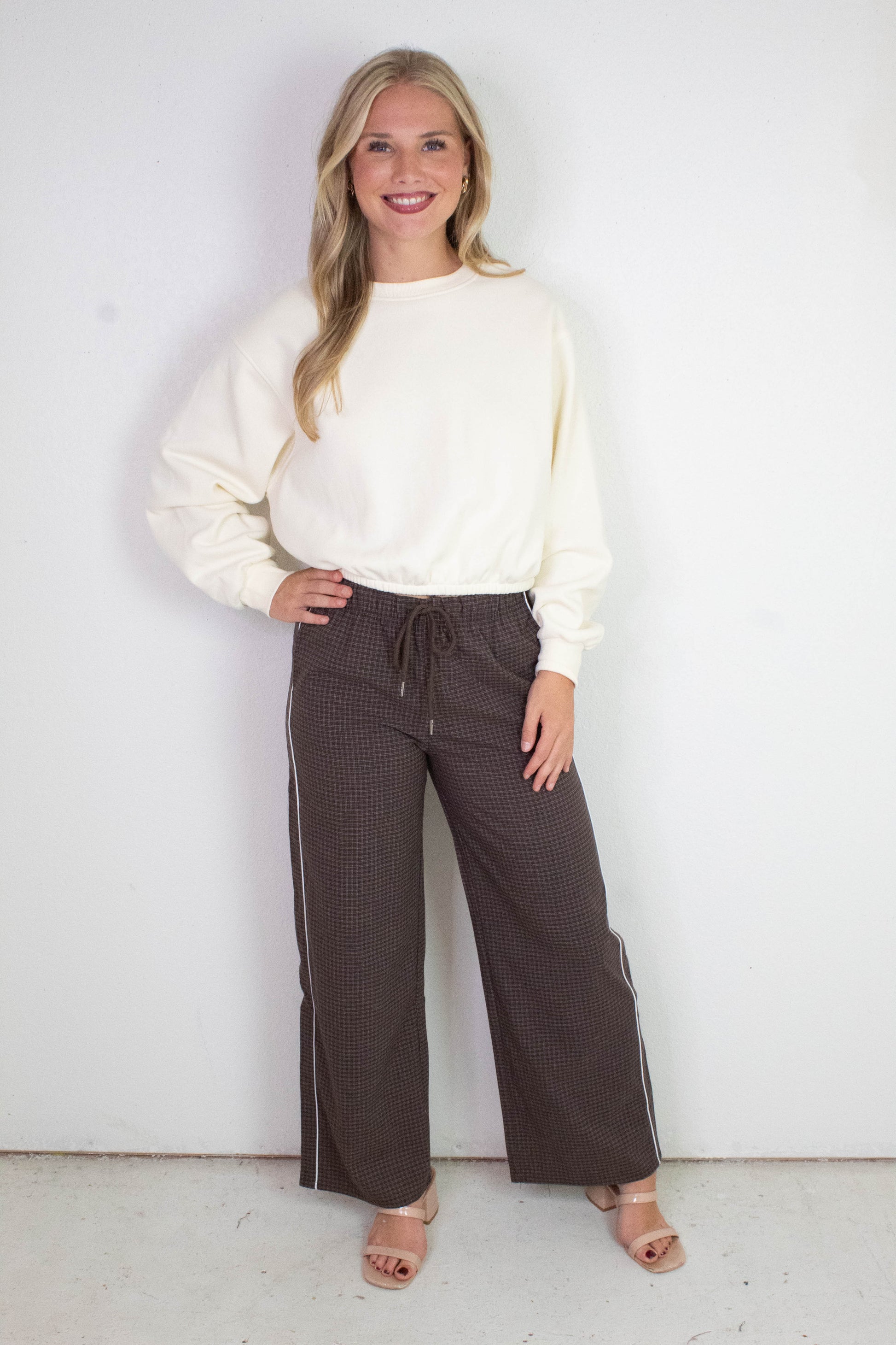  Calloway Check Woven Pants, Chocolate