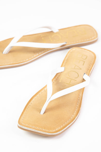  Bungalow Square Toe Thong Sandal, White | Beach By Matisse
