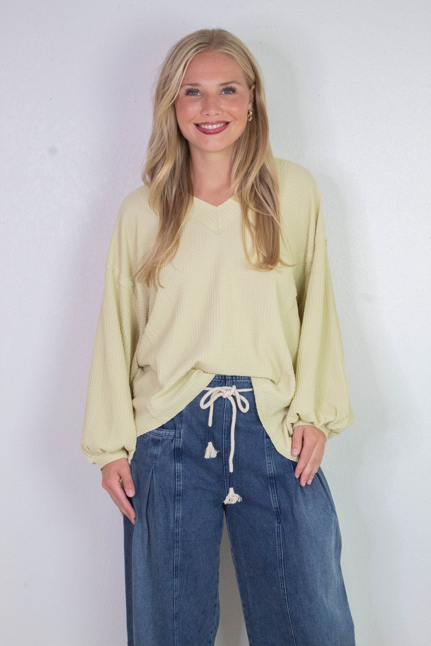  Savannah Textured Asymmetrical Hem Top, Buttermilk