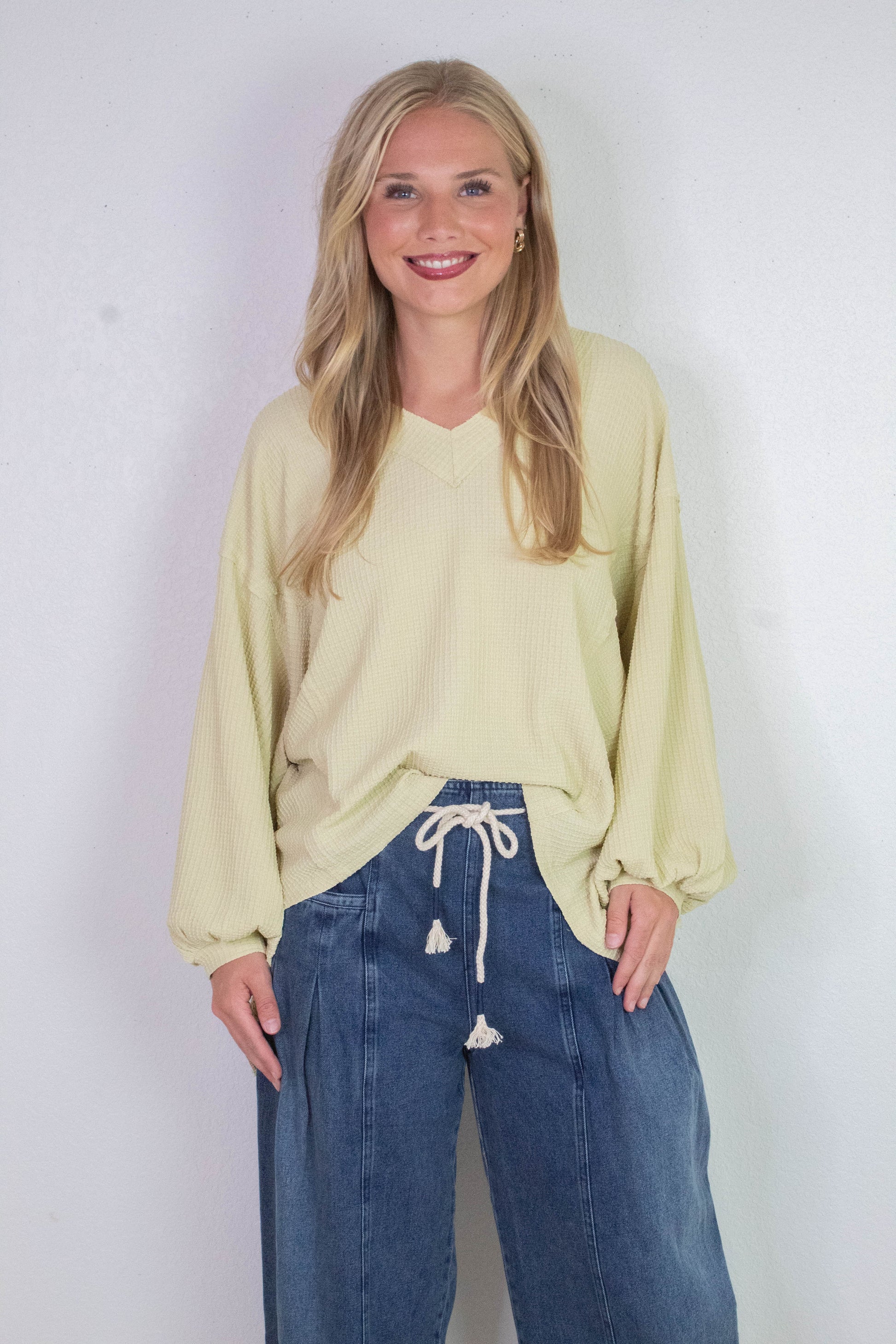  Savannah Textured Asymmetrical Hem Top, Buttermilk