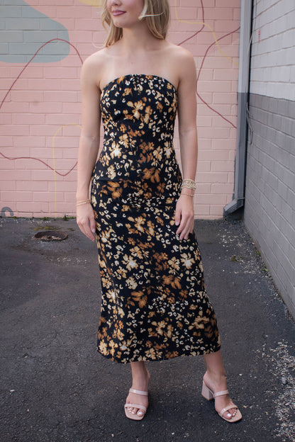  With Ease Tube Midi Dress, Black Multi | Sadie & Sage
