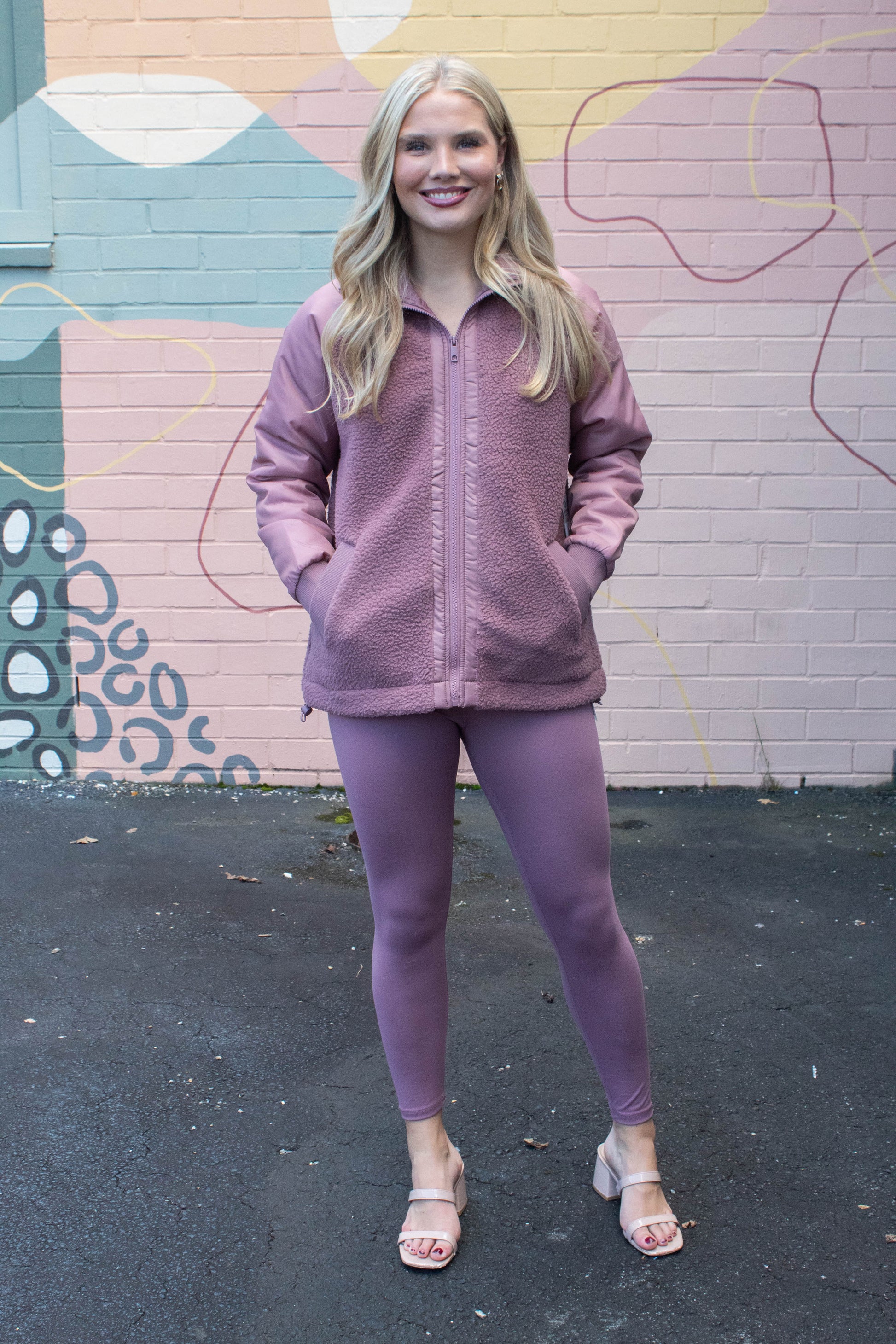  Ruth Fleece Bomber Jacket, Rose Taupe