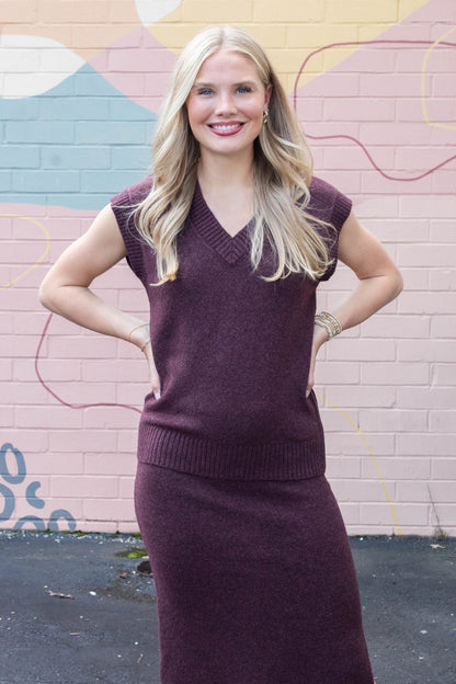  Remy Sweater Vest, Wine | Steve Madden