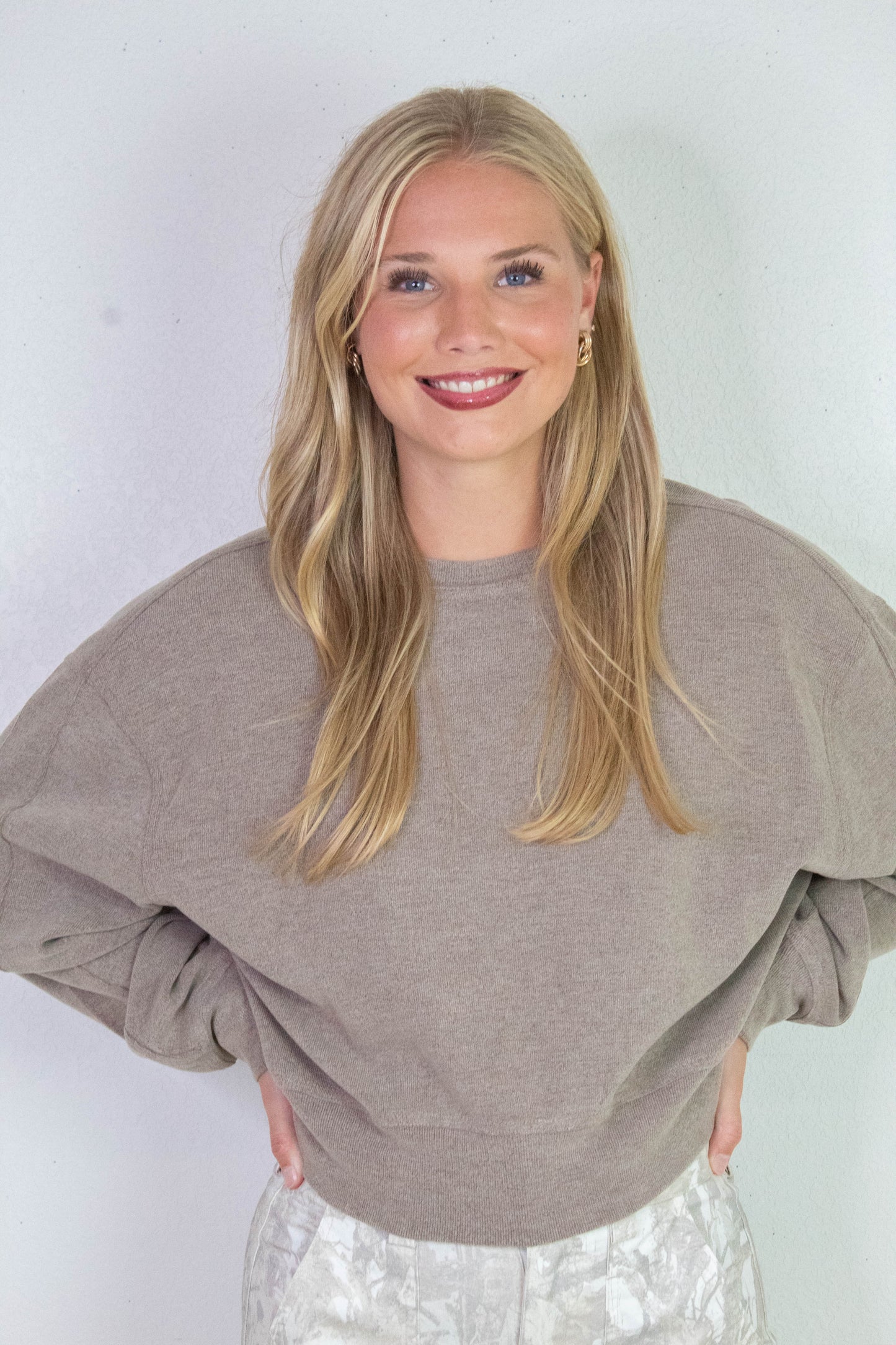  Kinsley Soft Ribbed Sweatshirt, Dusty Mocha
