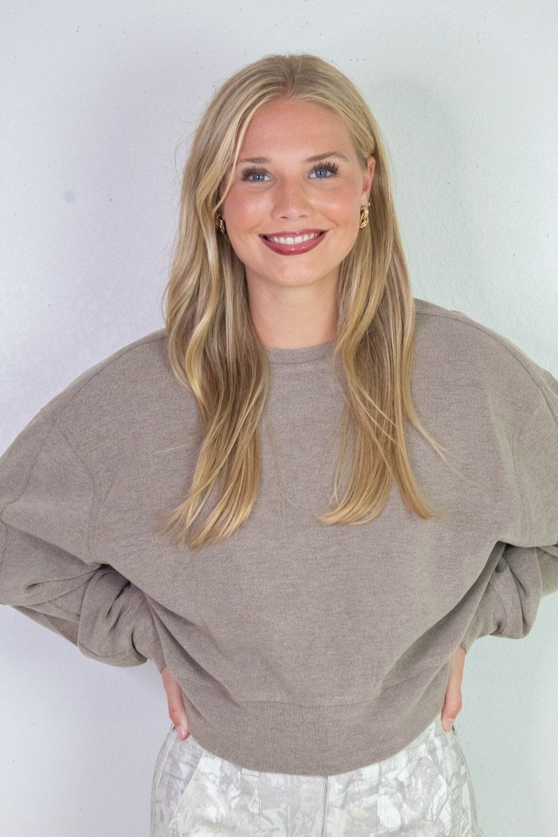  Kinsley Soft Ribbed Sweatshirt, Dusty Mocha