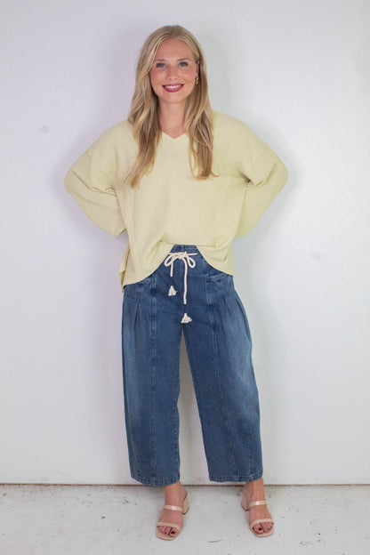  Savannah Textured Asymmetrical Hem Top, Buttermilk