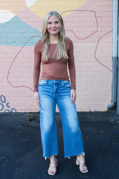  Della Layered Round Neck Top, Nutshell