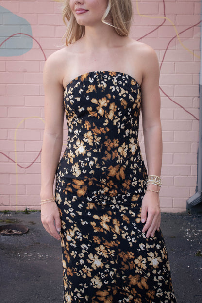  With Ease Tube Midi Dress, Black Multi | Sadie & Sage