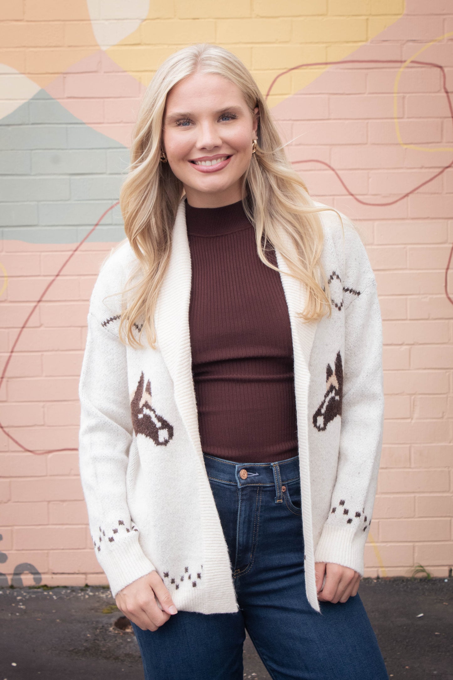  Bella High Neck Ribbed Bodysuit, Brown
