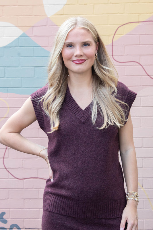  Remy Sweater Vest, Wine | Steve Madden