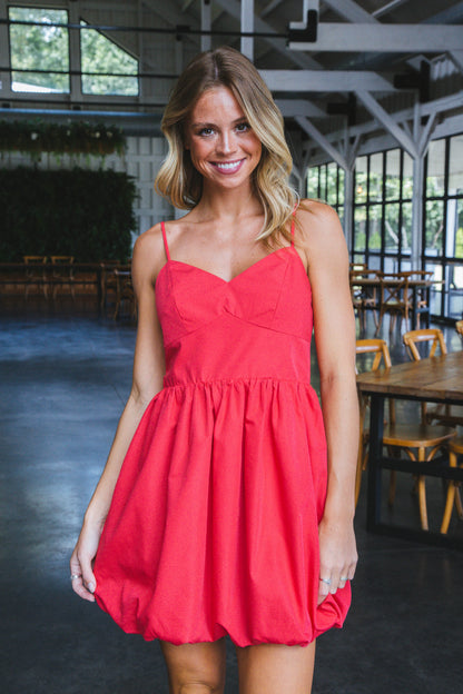  Giana Solid Bubble Hem Dress, Red