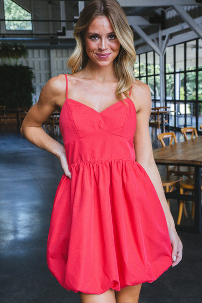  Giana Solid Bubble Hem Dress, Red