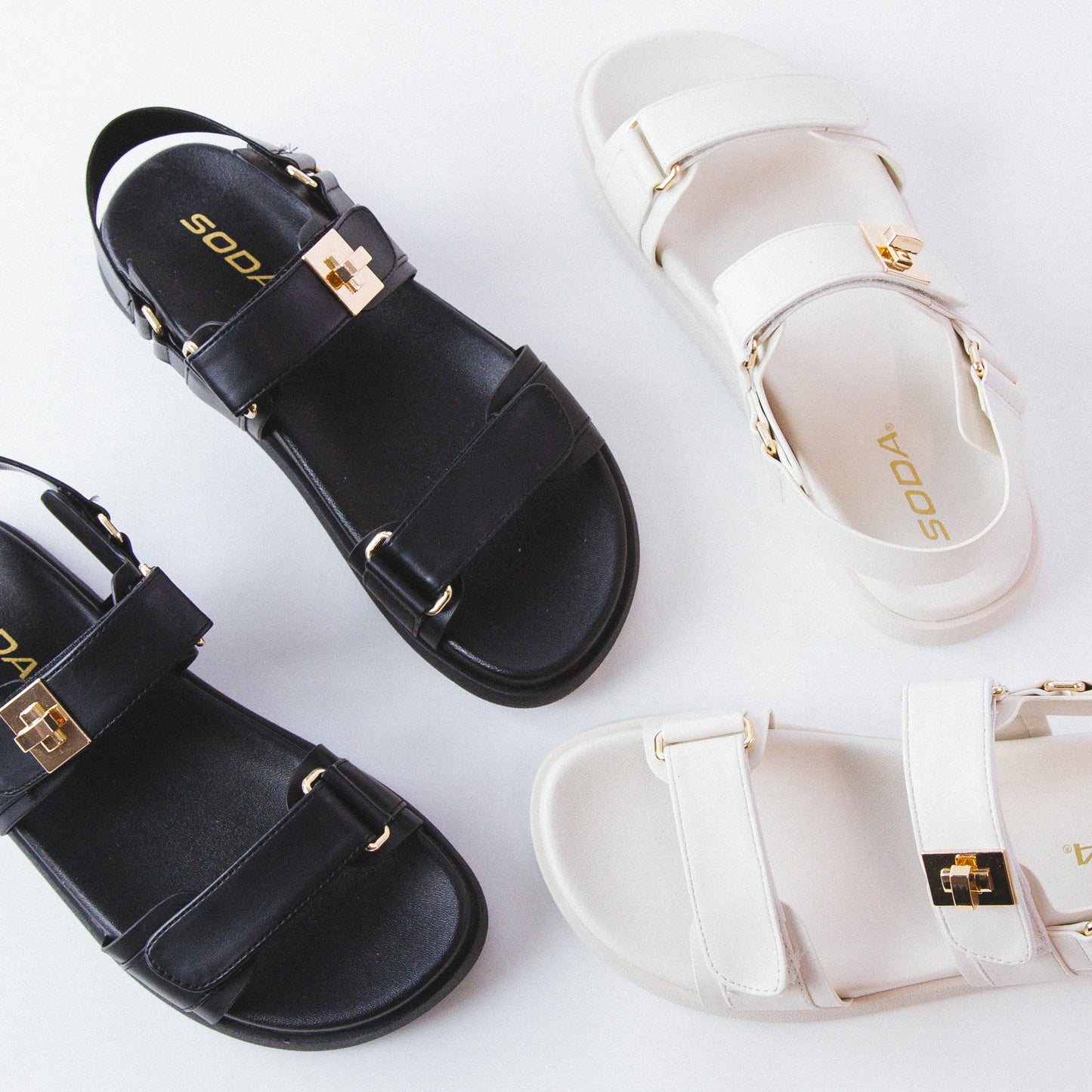  Cobber Flatform Sandal, Black PU