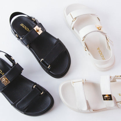  Cobber Flatform Sandal, Black PU