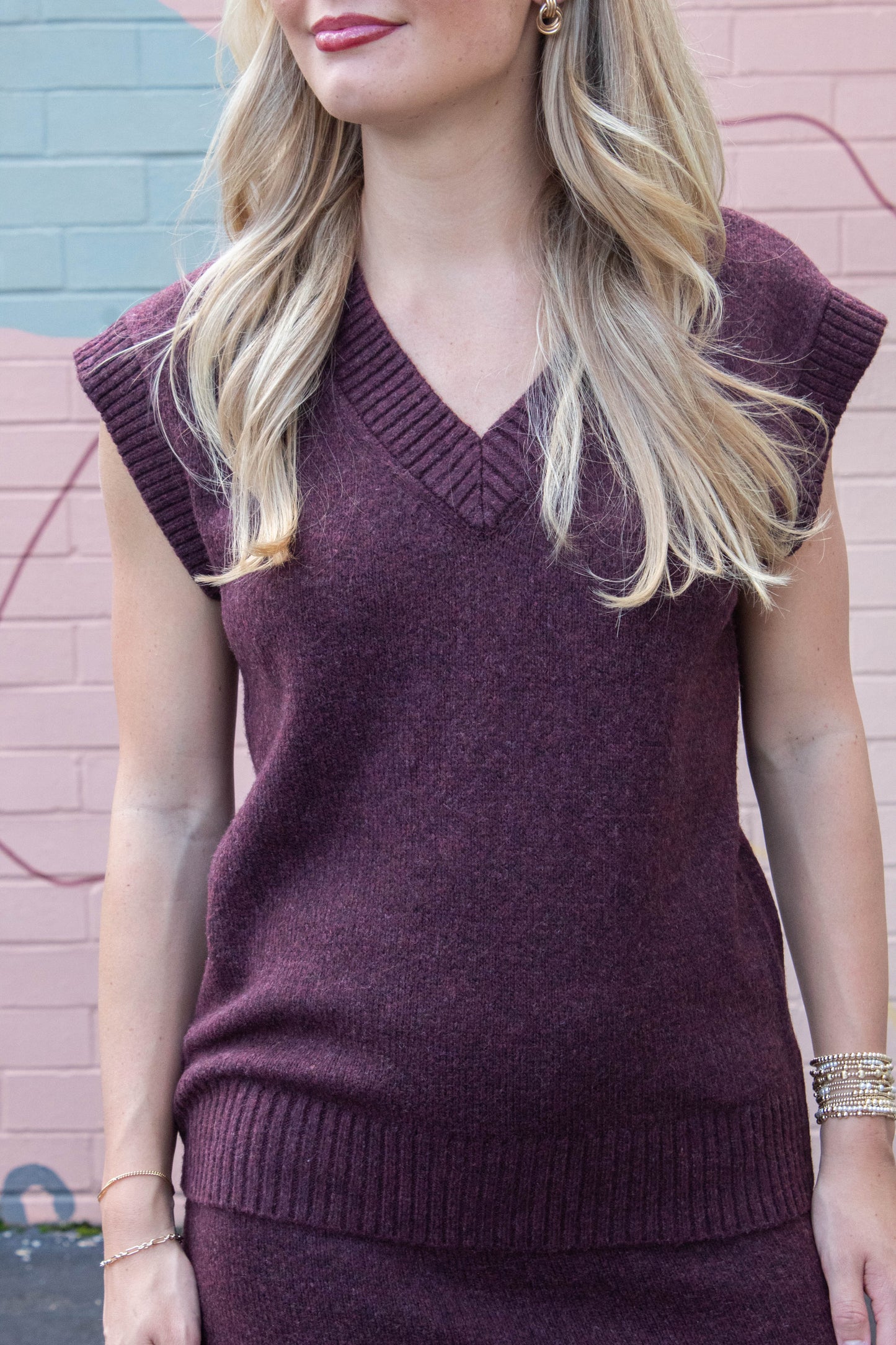  Remy Sweater Vest, Wine | Steve Madden