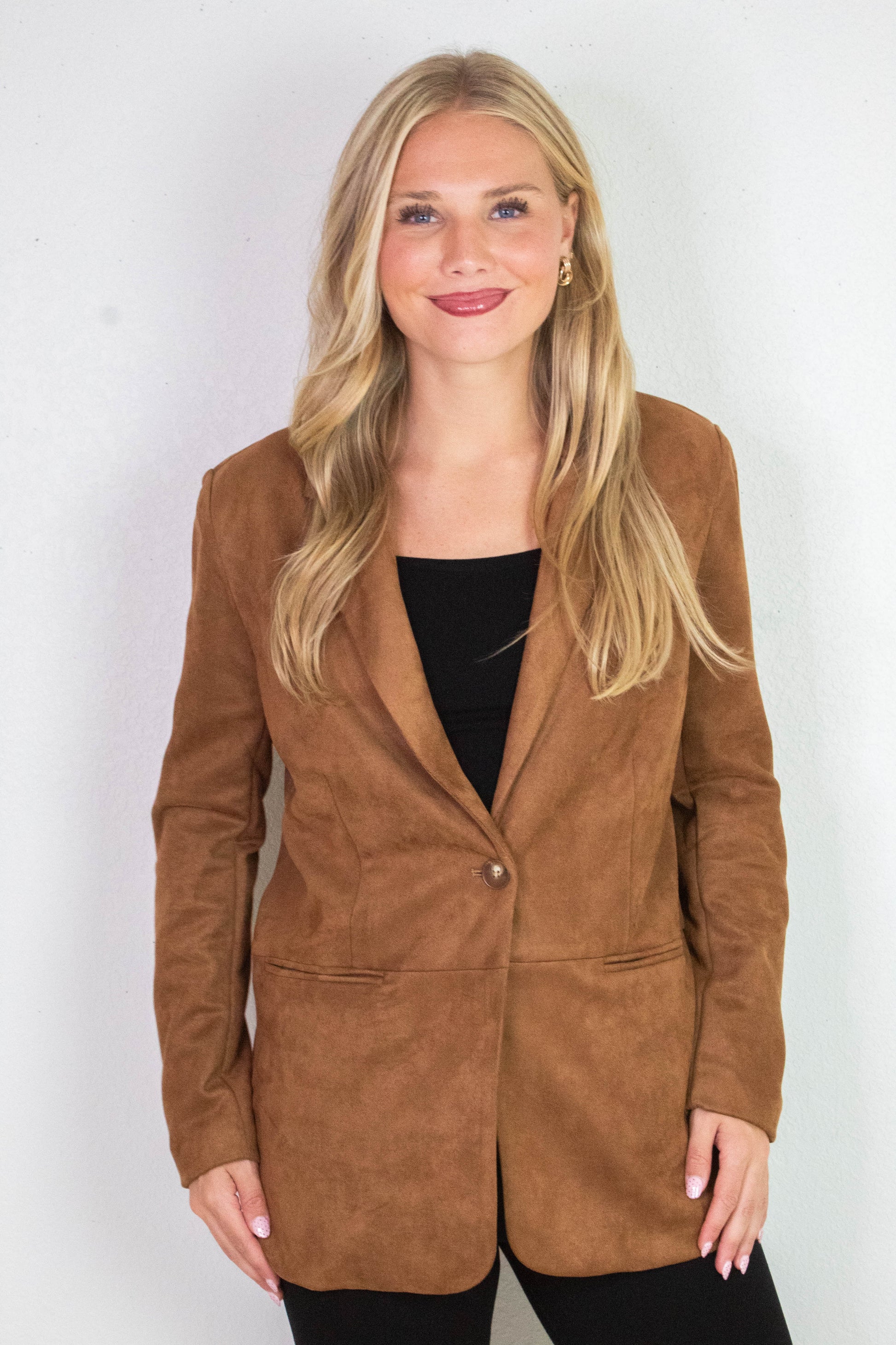  Miranda Faux Suede Blazer, Cognac
