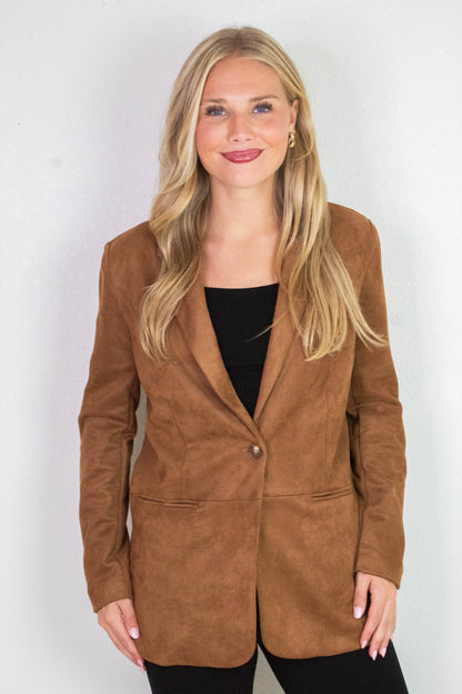  Miranda Faux Suede Blazer, Cognac