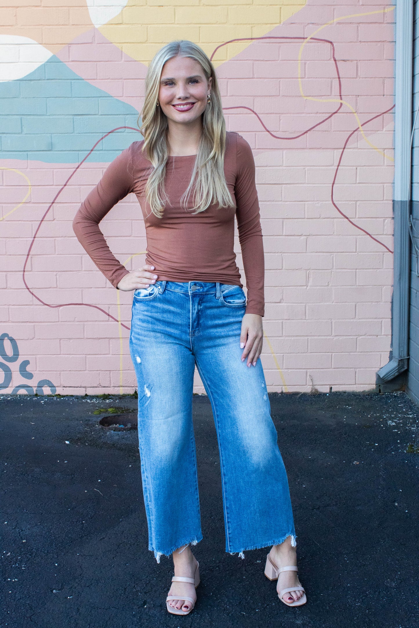  Della Layered Round Neck Top, Nutshell