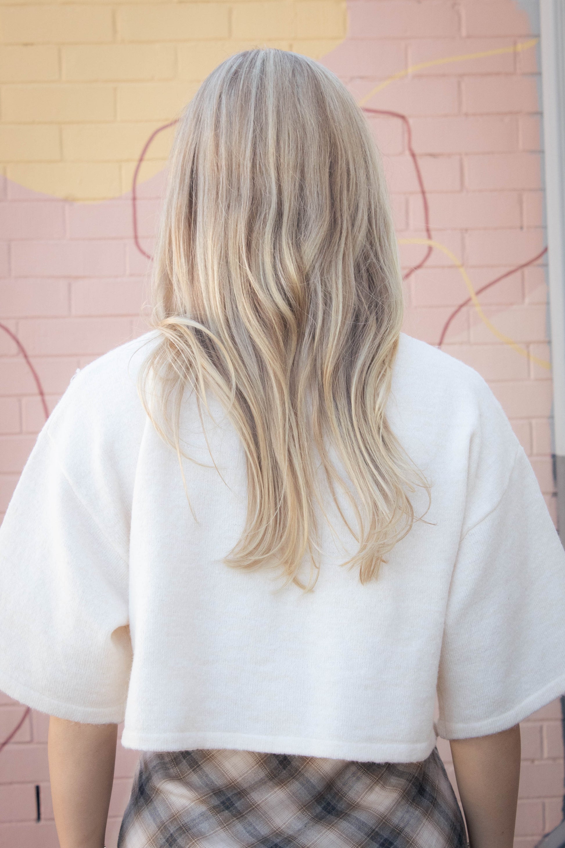  Jeanne Cropped Crew Neck Sweater, Cream