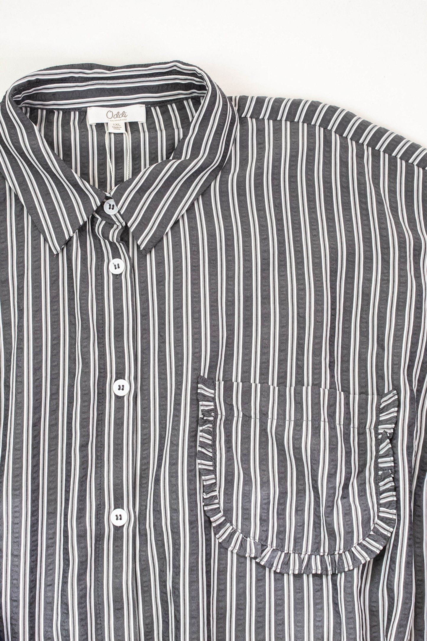  Cressida Striped Button Down Shirt, Black Stripe | Extended Sizes
