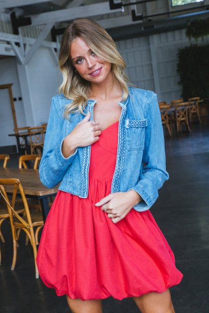  Giana Solid Bubble Hem Dress, Red