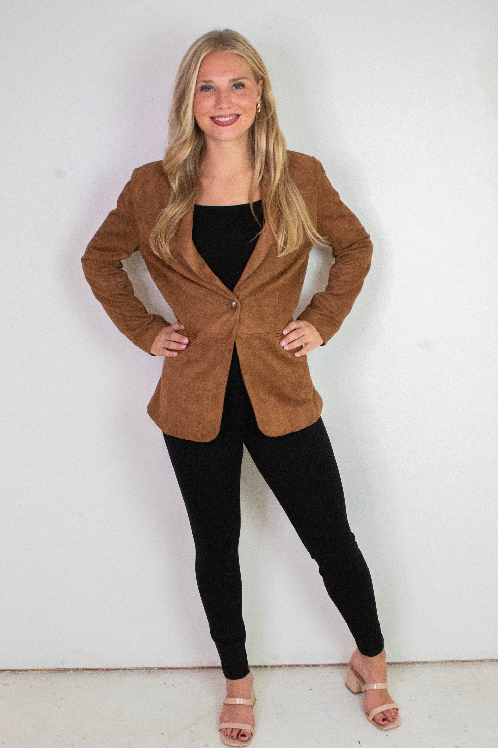  Miranda Faux Suede Blazer, Cognac