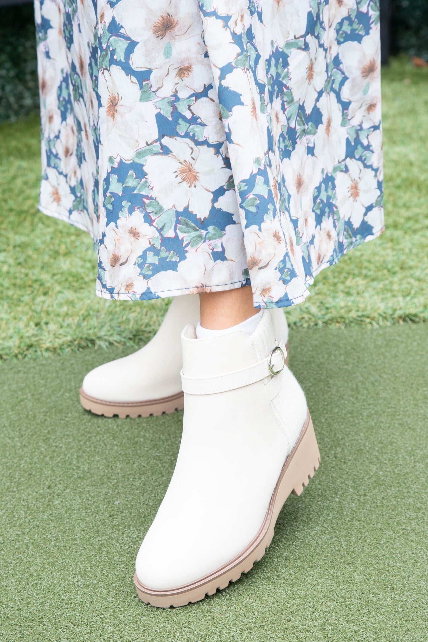  Aeson Knit Back Wedge Bootie, Beige Nubuck