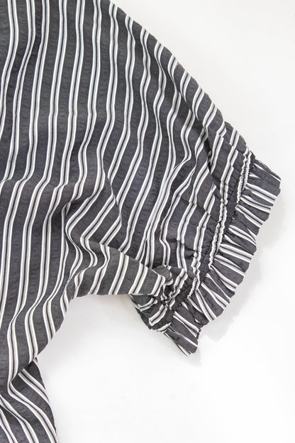  Cressida Striped Button Down Shirt, Black Stripe | Extended Sizes