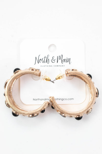  Aviana Crystal Detailed Hoop Earring, Gold