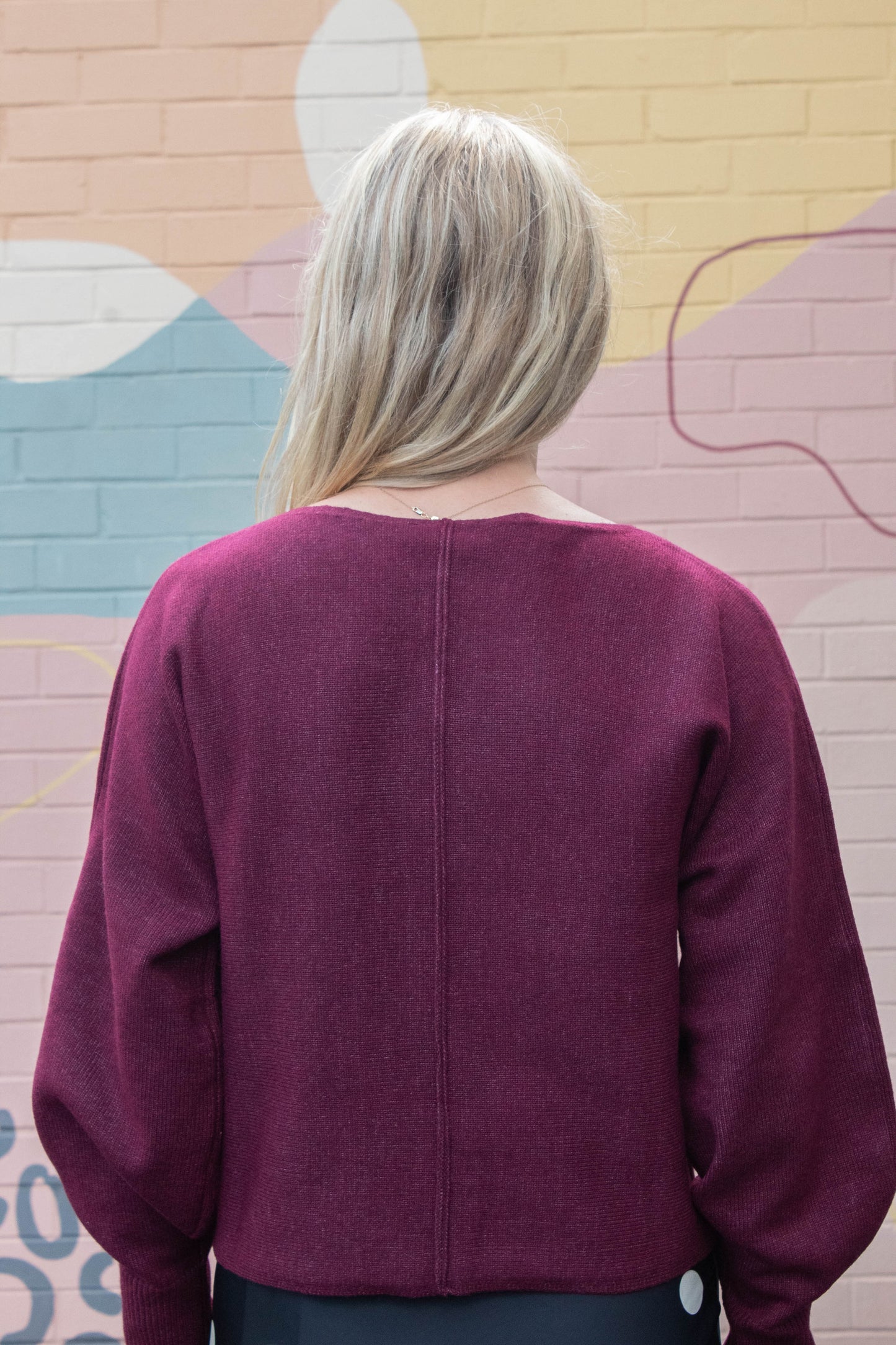  Emersyn Seam Front Sweater, Maroon