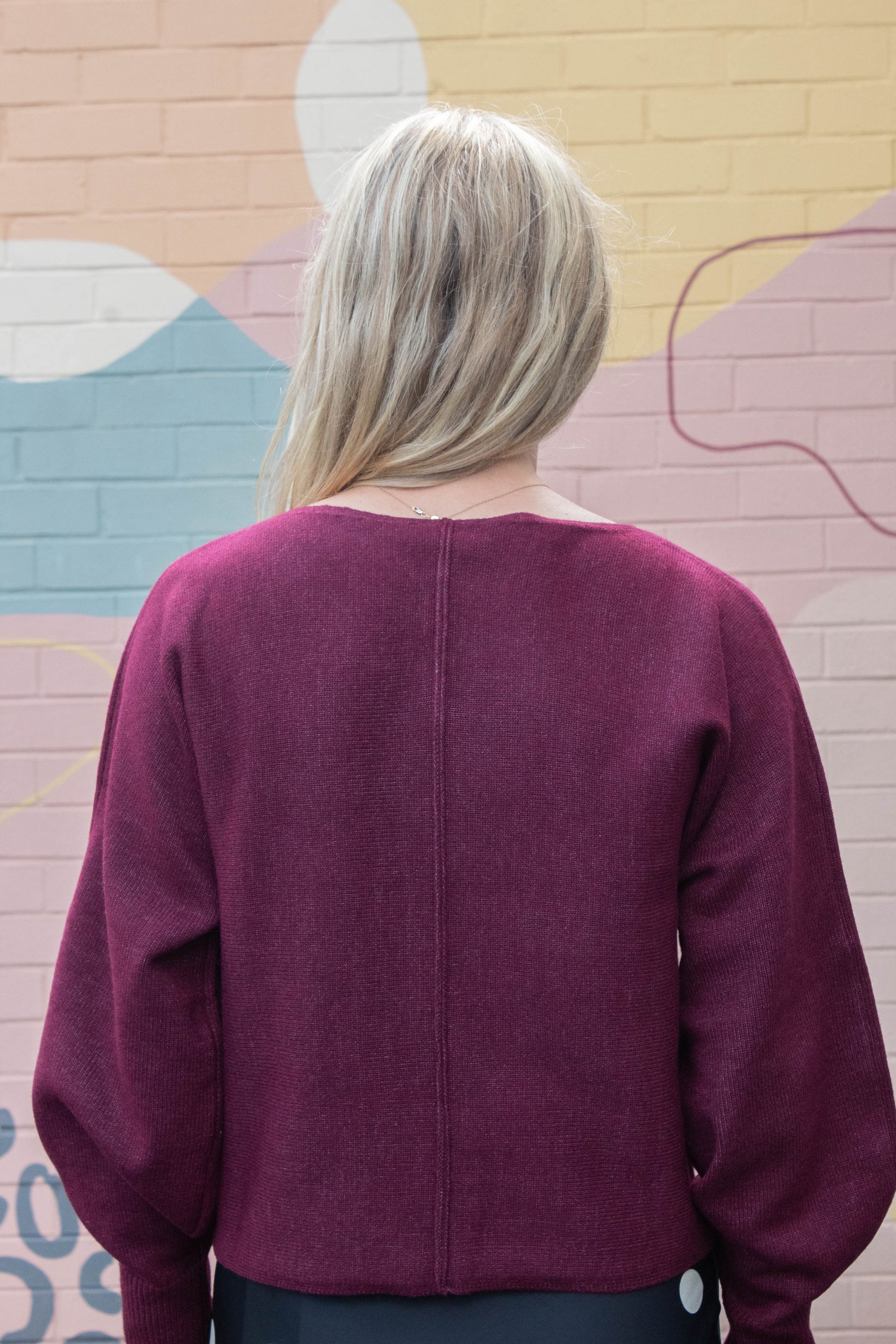  Emersyn Seam Front Sweater, Maroon