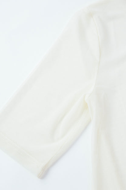  Rowyn Mesh Crew Neck Top, Cream