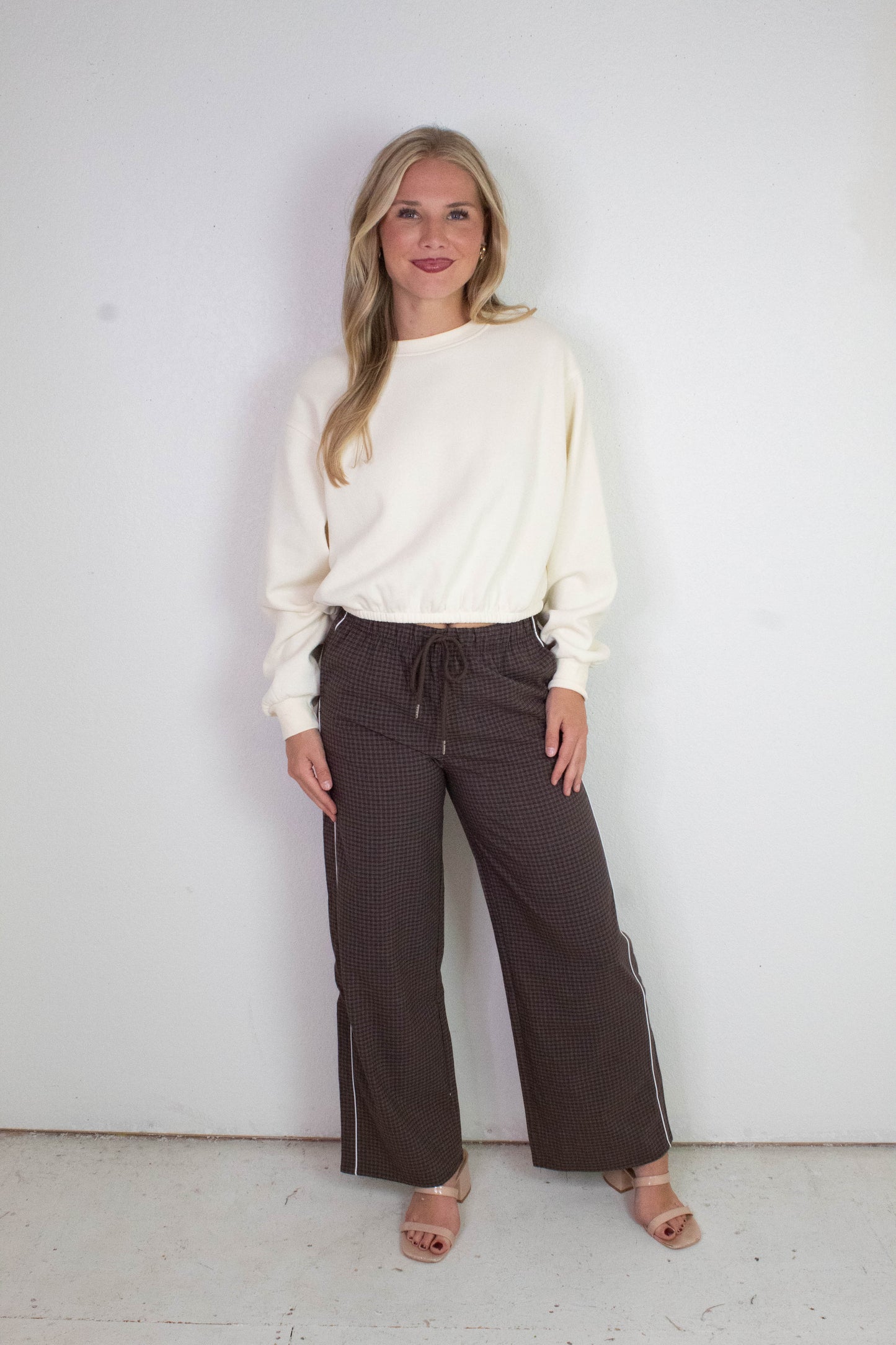  Calloway Check Woven Pants, Chocolate