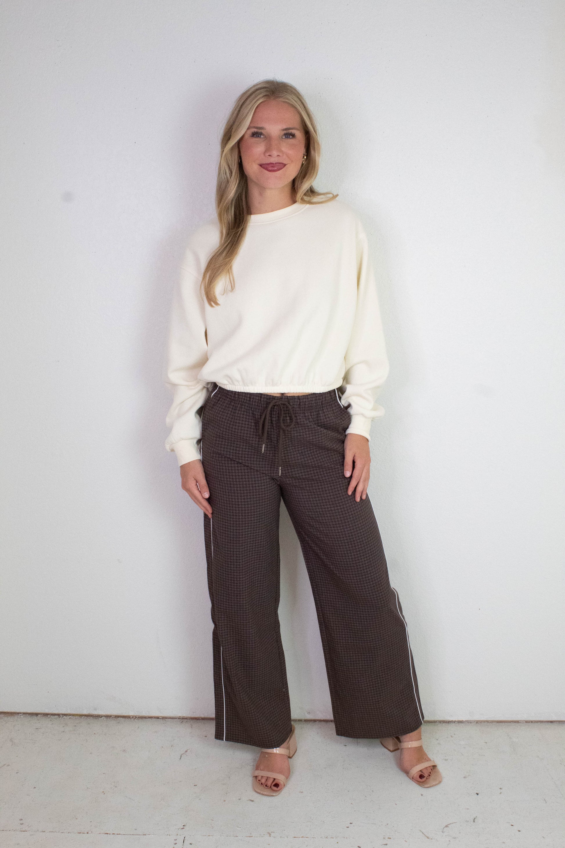  Calloway Check Woven Pants, Chocolate