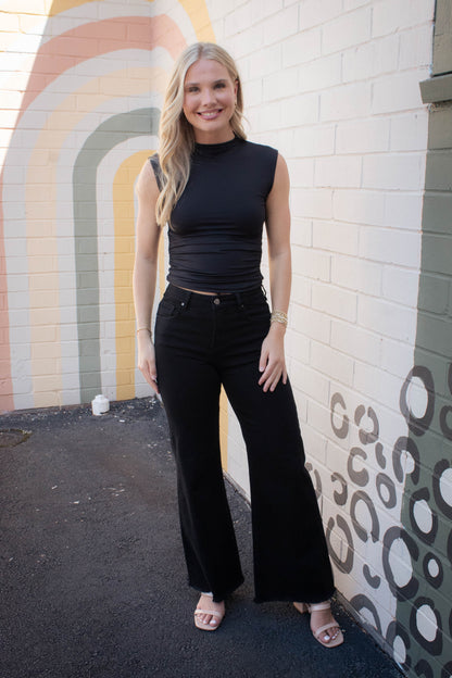  Yve Funnel Neck Top, Black | RD Style
