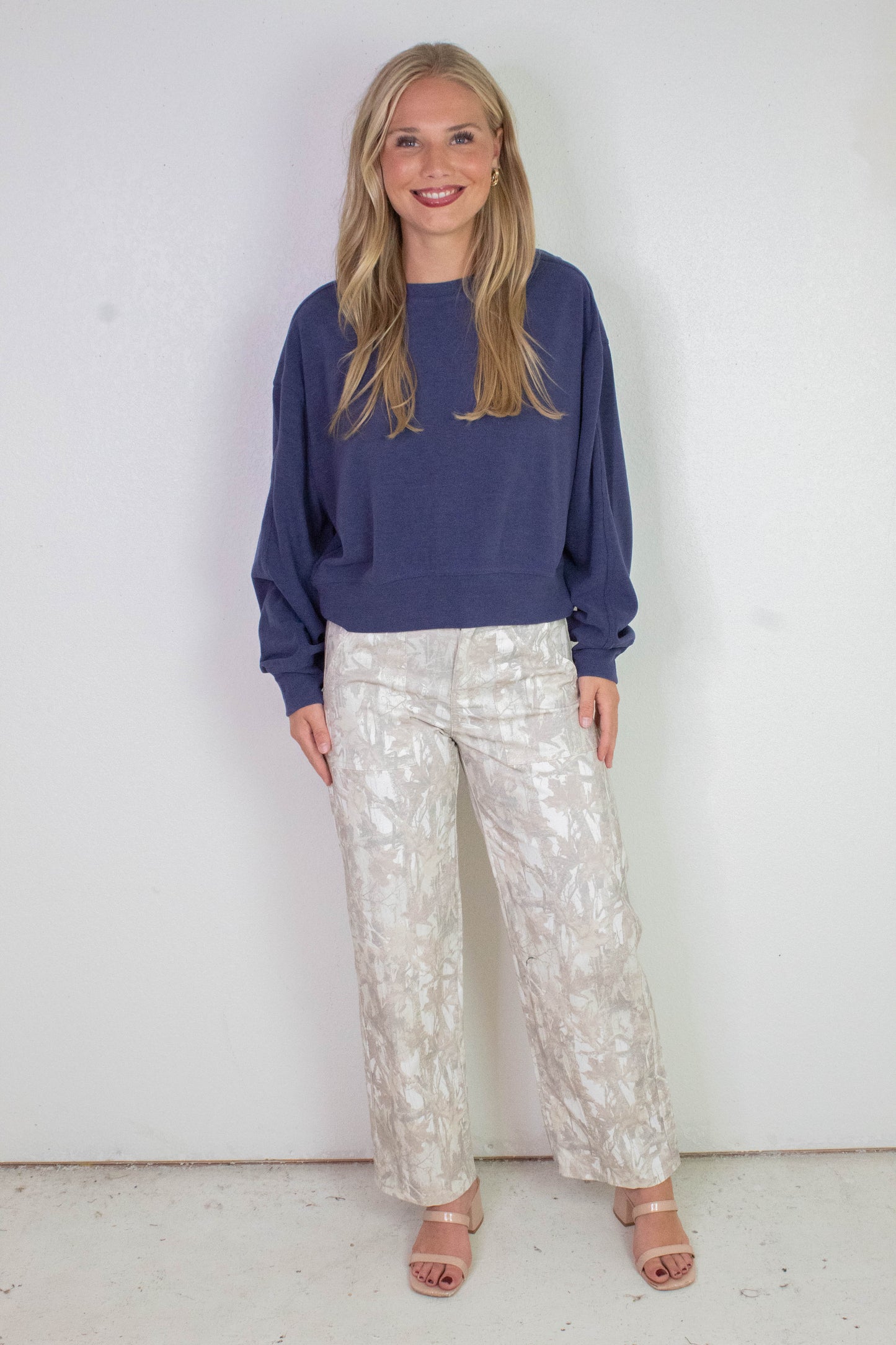  Kinsley Soft Ribbed Sweatshirt, Dusty Indigo