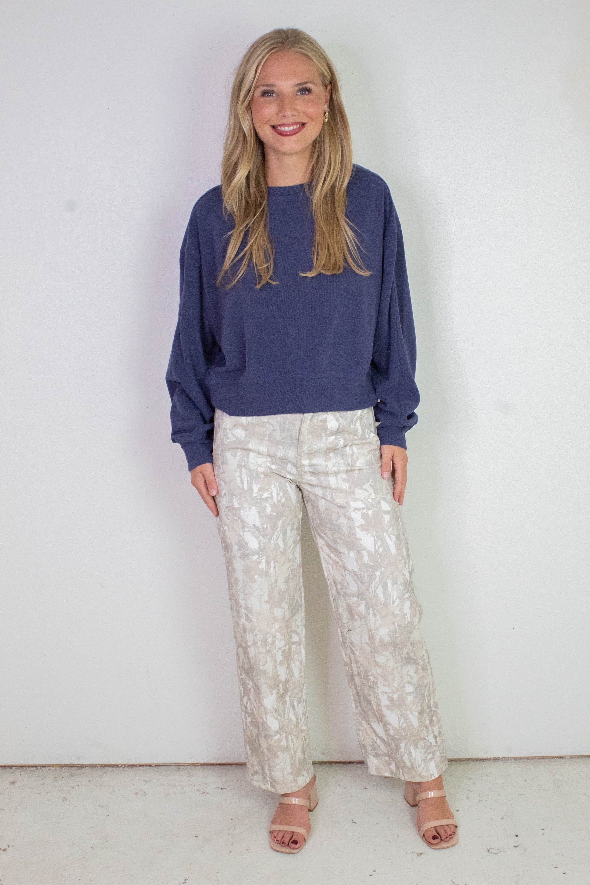  Kinsley Soft Ribbed Sweatshirt, Dusty Indigo