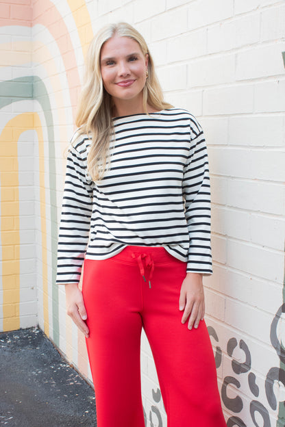  Cool Cotton Boatneck Top, Yacht Stripe | SPANX