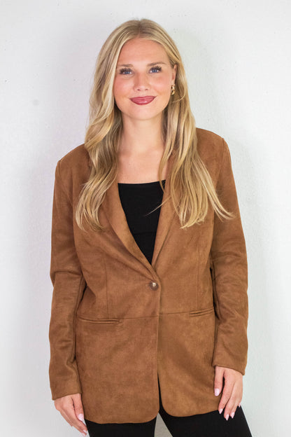  Miranda Faux Suede Blazer, Cognac