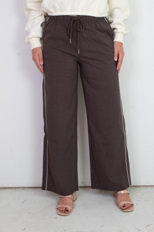  Calloway Check Woven Pants, Chocolate