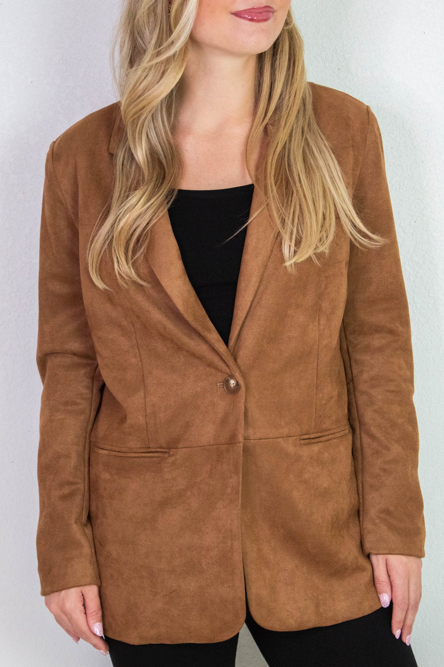  Miranda Faux Suede Blazer, Cognac