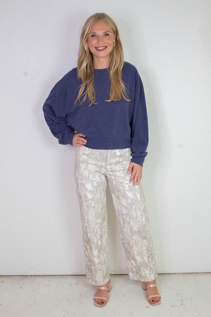  Kinsley Soft Ribbed Sweatshirt, Dusty Indigo