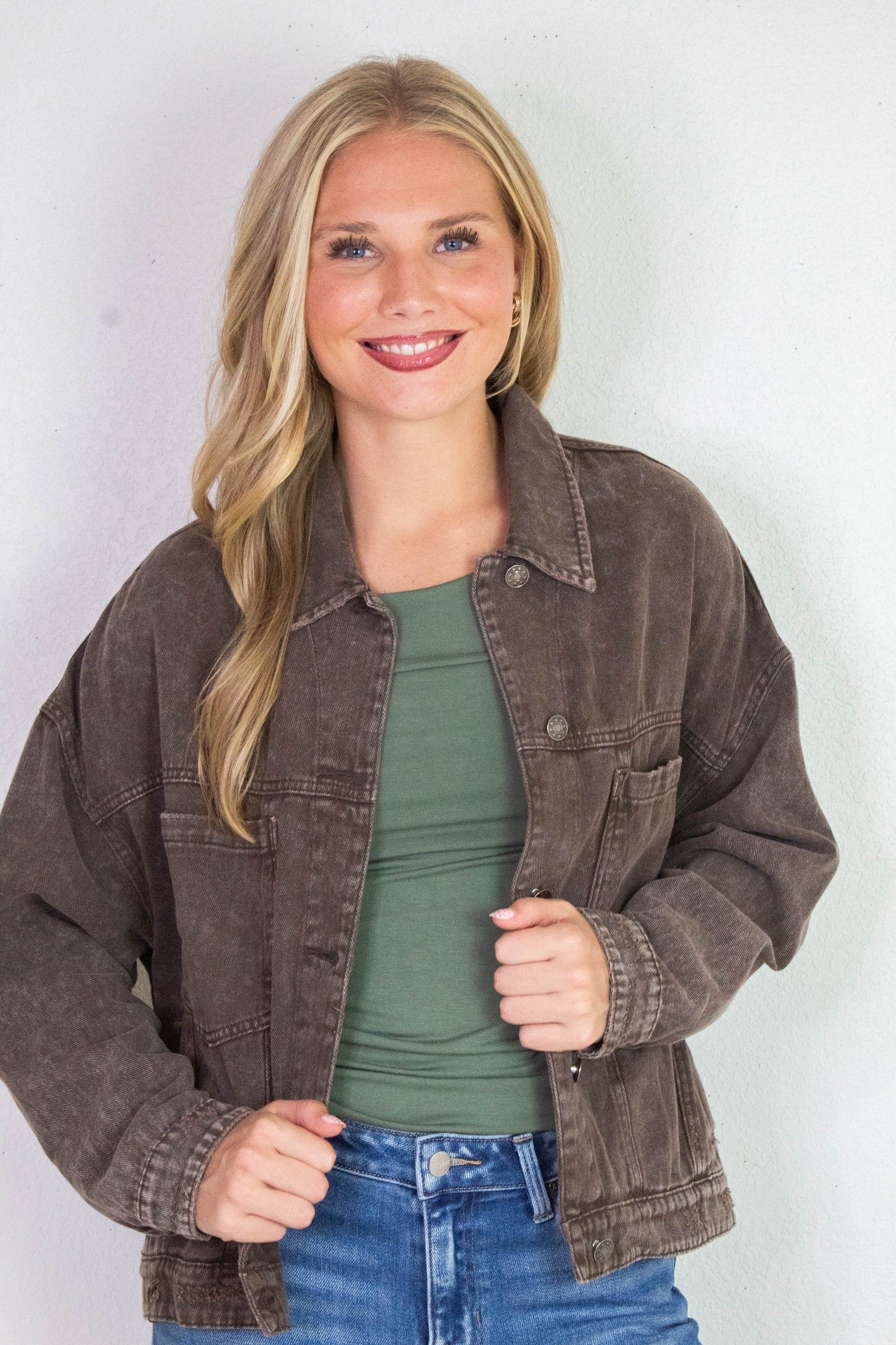  Della Layered Round Neck Top, Olive