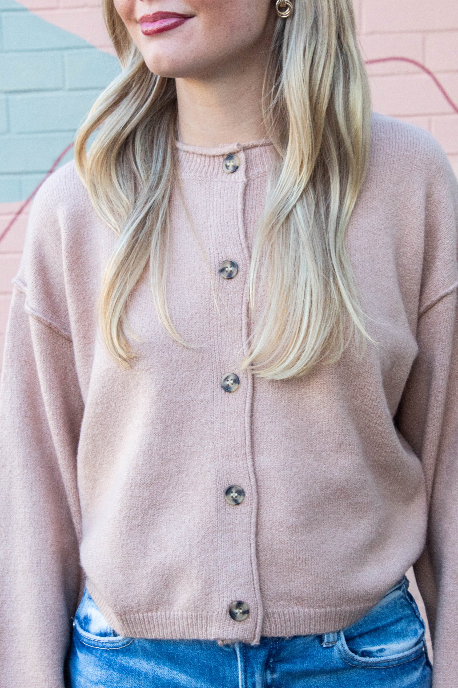  Melina Roll Neck Cardigan, Dark Taupe