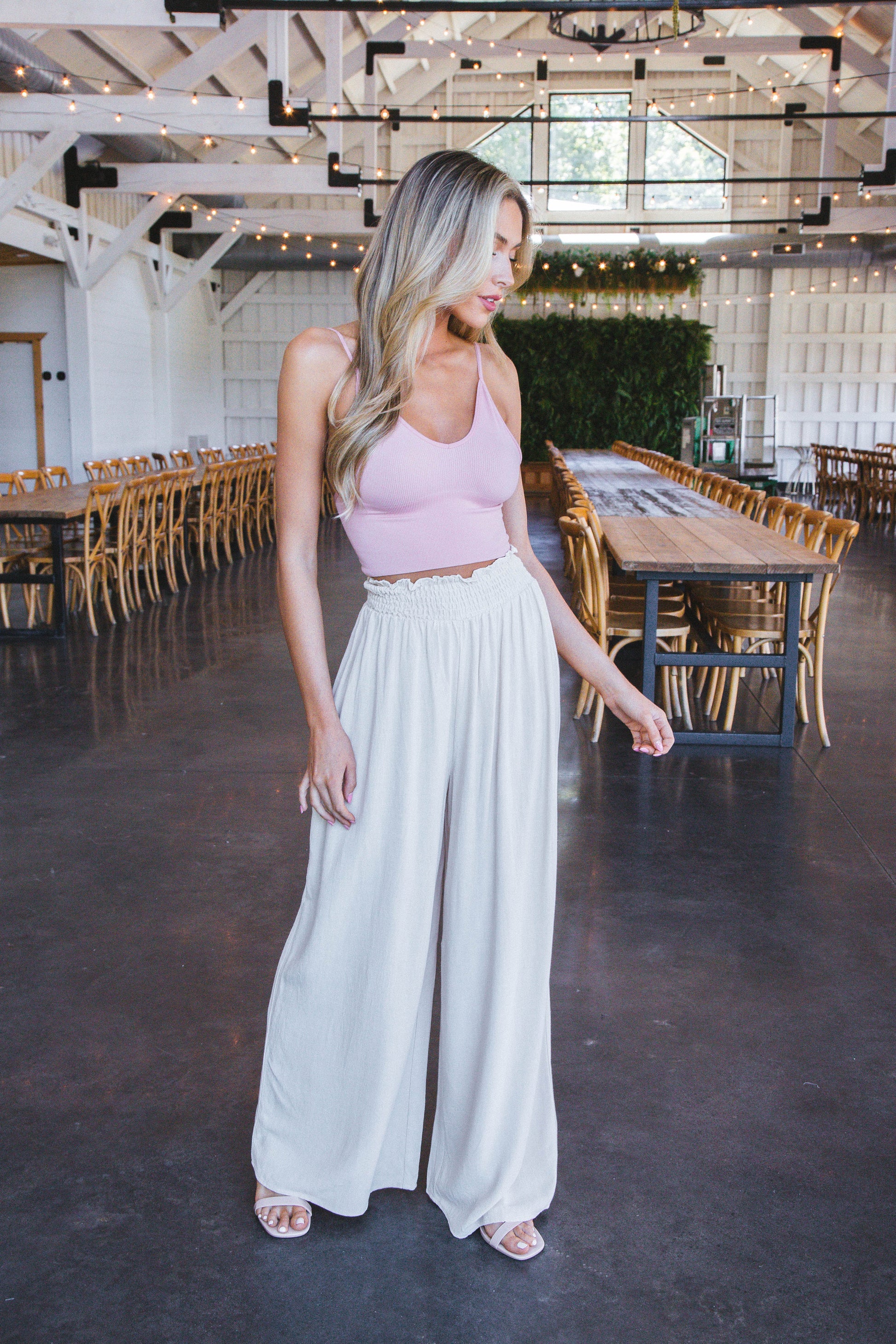  Eva Ribbed Cropped Cami, Mauve Pink