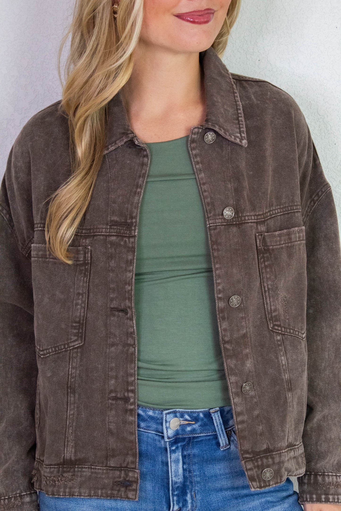  Della Layered Round Neck Top, Olive