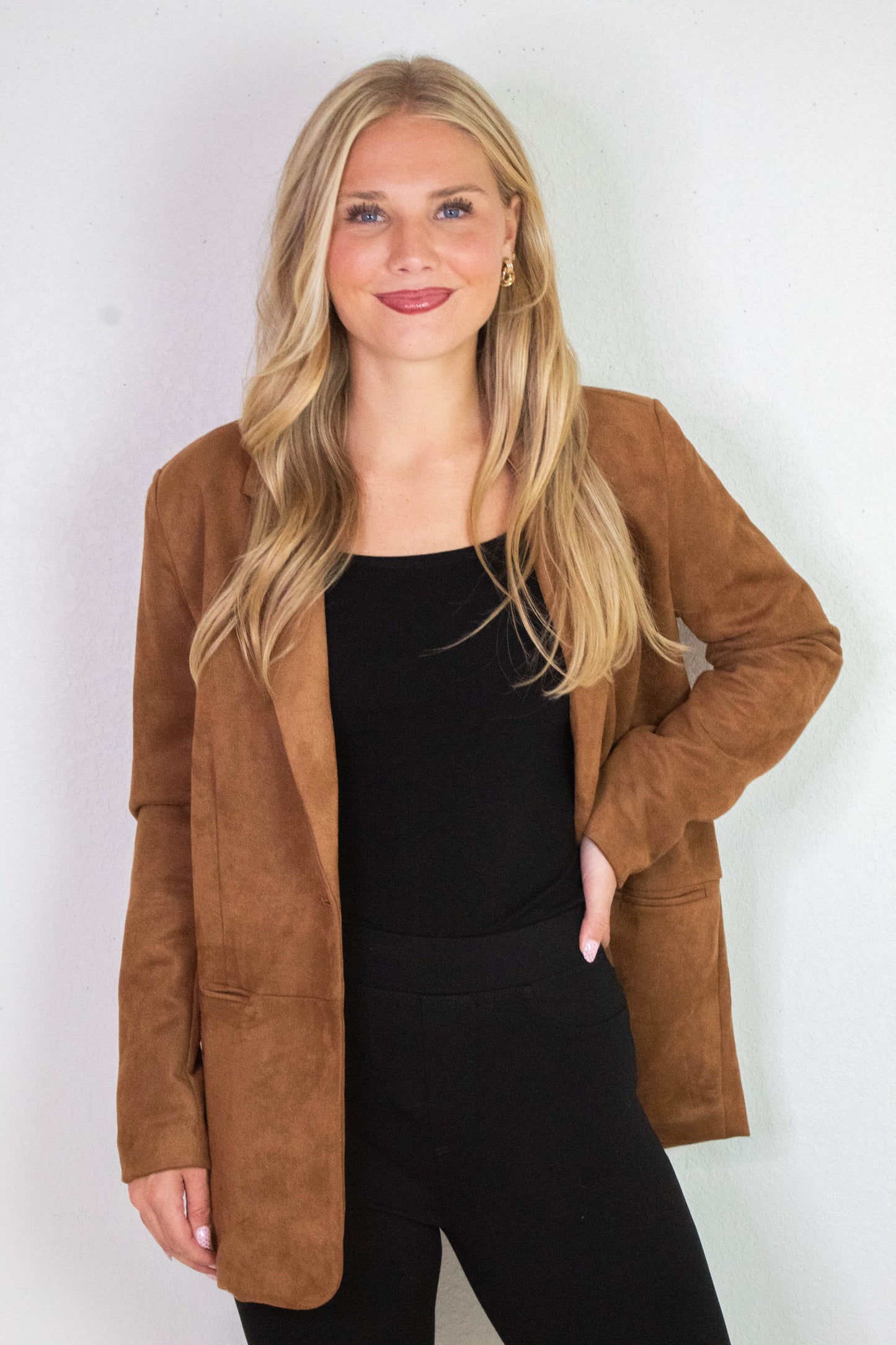  Miranda Faux Suede Blazer, Cognac