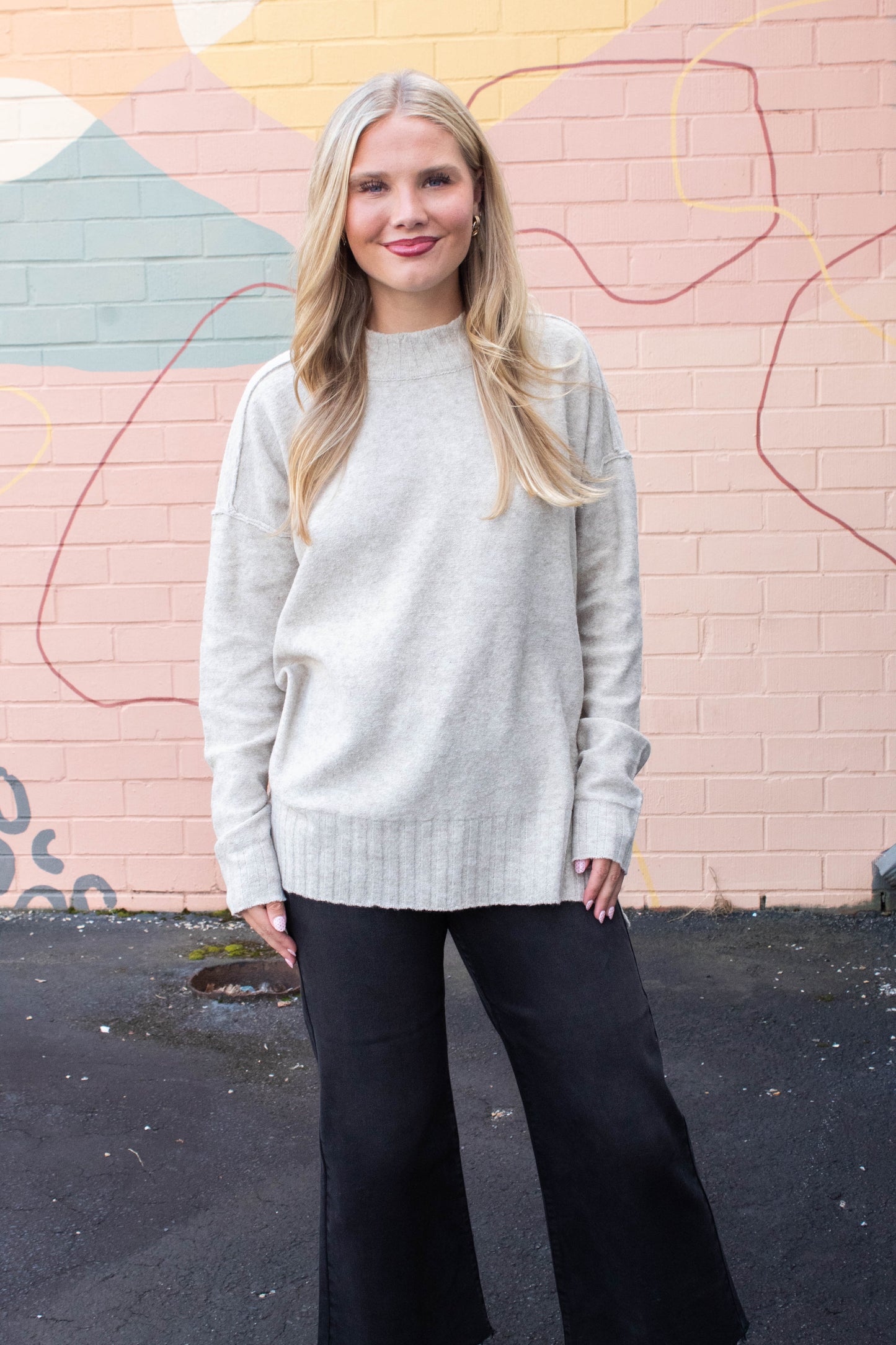  Oakleigh Relaxed Fit Sweater, Light Taupe