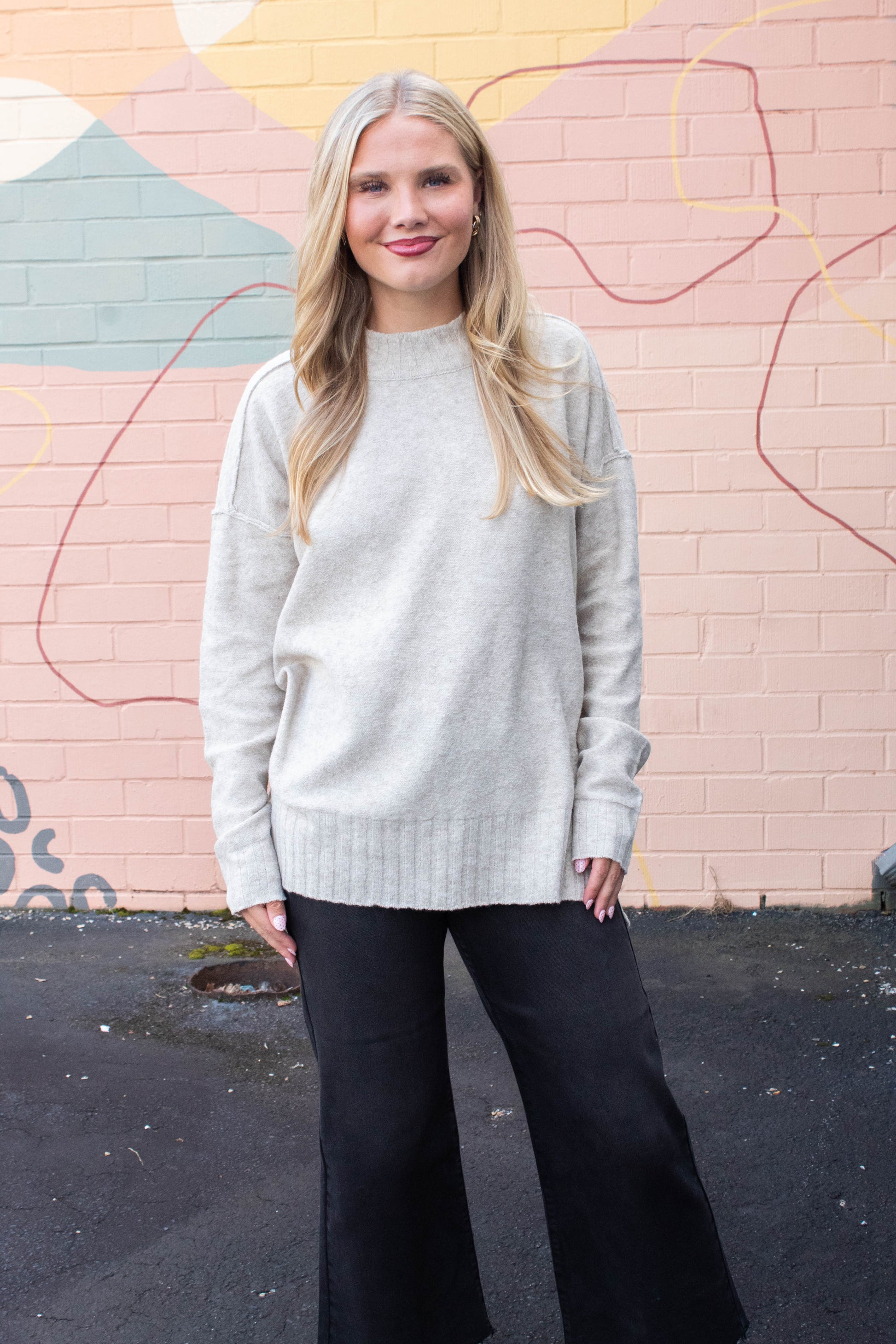  Oakleigh Relaxed Fit Sweater, Light Taupe