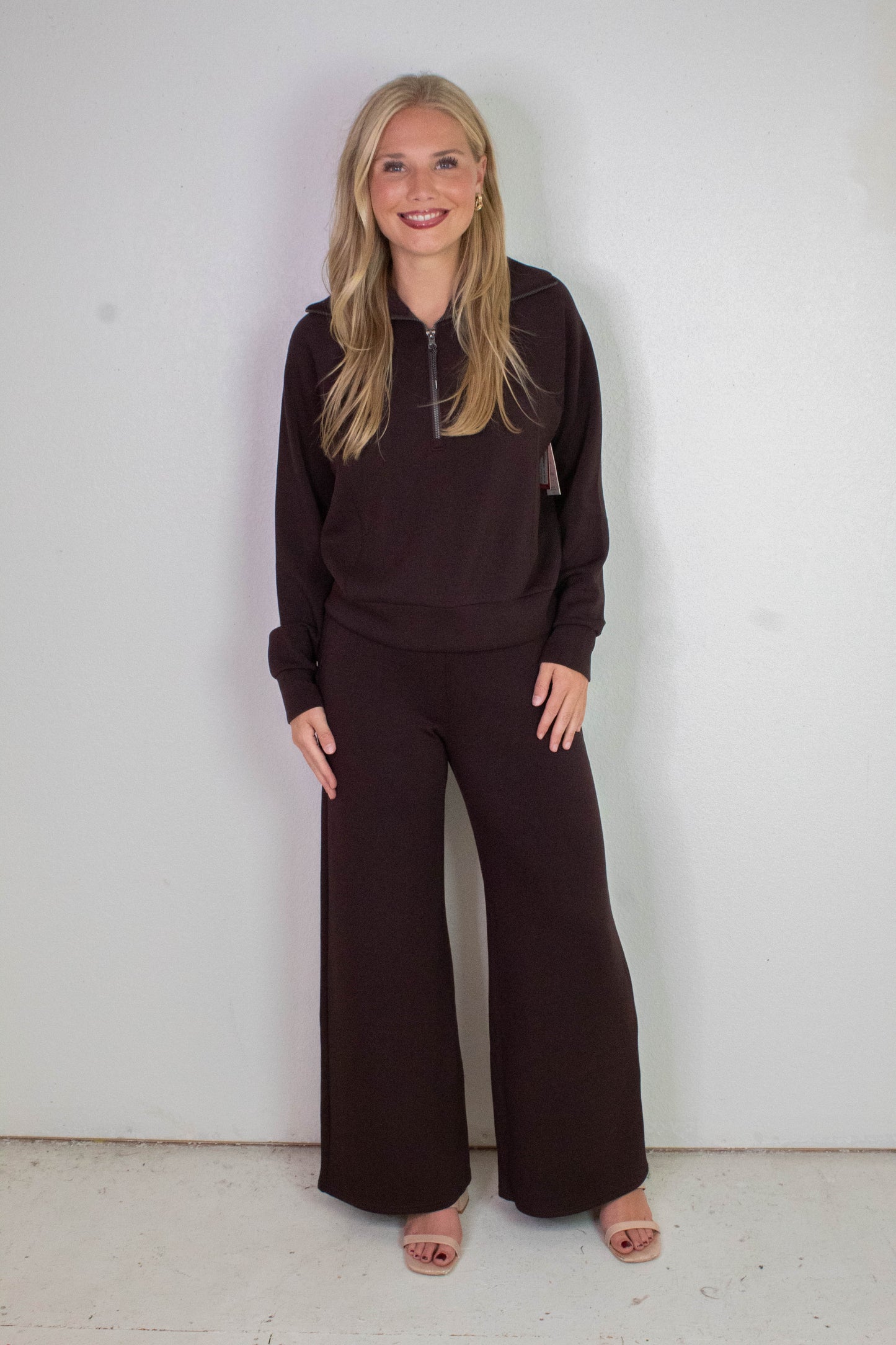 Airessentials Half Zip Sweatshirt, Truffle Brown | SPANX